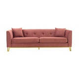 Everest Sofa - Luxurious Fabric Seating for 4 with Foam-Padded Cushions and Stylish Gold Accents