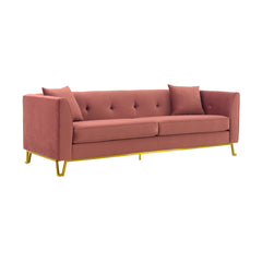 Everest Sofa - Luxurious Fabric Seating for 4 with Foam-Padded Cushions and Stylish Gold Accents