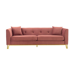 Everest Sofa - Luxurious Fabric Seating for 4 with Foam-Padded Cushions and Stylish Gold Accents