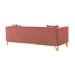 Everest Sofa - Luxurious Fabric Seating for 4 with Foam-Padded Cushions and Stylish Gold Accents