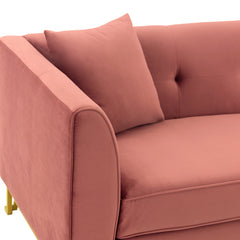 Everest Sofa - Luxurious Fabric Seating for 4 with Foam-Padded Cushions and Stylish Gold Accents