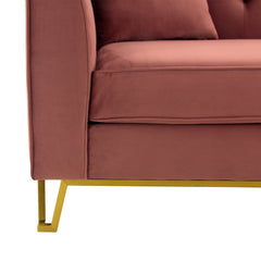 Everest Sofa - Luxurious Fabric Seating for 4 with Foam-Padded Cushions and Stylish Gold Accents