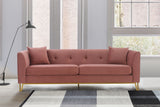 Everest Sofa - Luxurious Fabric Seating for 4 with Foam-Padded Cushions and Stylish Gold Accents