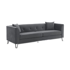 Everest Sofa - Luxurious Fabric Seating for 4 with Foam-Padded Cushions and Stylish Gold Accents