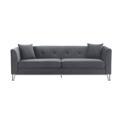 Everest Sofa - Luxurious Fabric Seating for 4 with Foam-Padded Cushions and Stylish Gold Accents