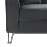 Everest Sofa - Luxurious Fabric Seating for 4 with Foam-Padded Cushions and Stylish Gold Accents