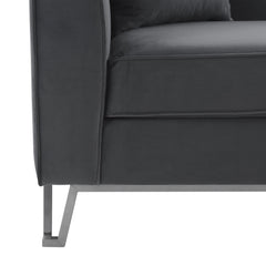 Everest Sofa - Luxurious Fabric Seating for 4 with Foam-Padded Cushions and Stylish Gold Accents