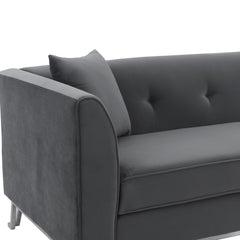 Everest Sofa - Luxurious Fabric Seating for 4 with Foam-Padded Cushions and Stylish Gold Accents