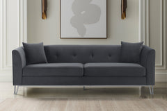 Everest Sofa - Luxurious Fabric Seating for 4 with Foam-Padded Cushions and Stylish Gold Accents