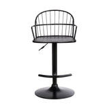 Edward Adjustable Barstool with Metal Tube Frame and Plywood Seat for Modern Rustic Style