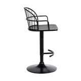 Edward Adjustable Barstool with Metal Tube Frame and Plywood Seat for Modern Rustic Style