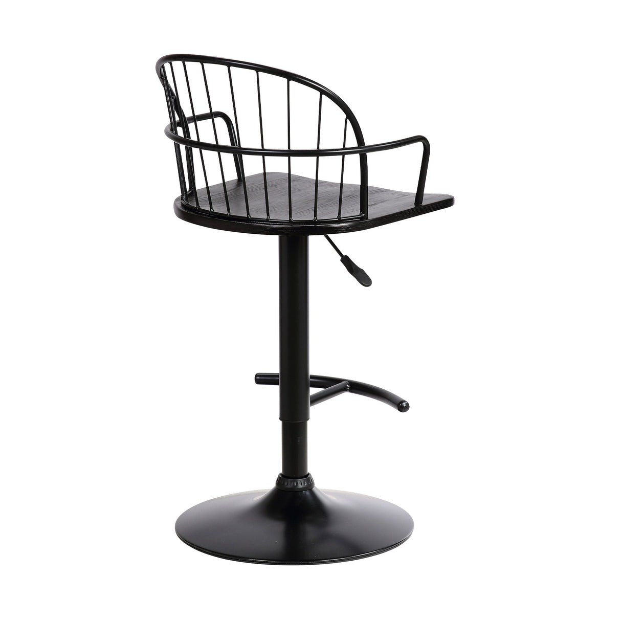 Edward Adjustable Barstool with Metal Tube Frame and Plywood Seat for Modern Rustic Style