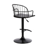 Edward Adjustable Barstool with Metal Tube Frame and Plywood Seat for Modern Rustic Style