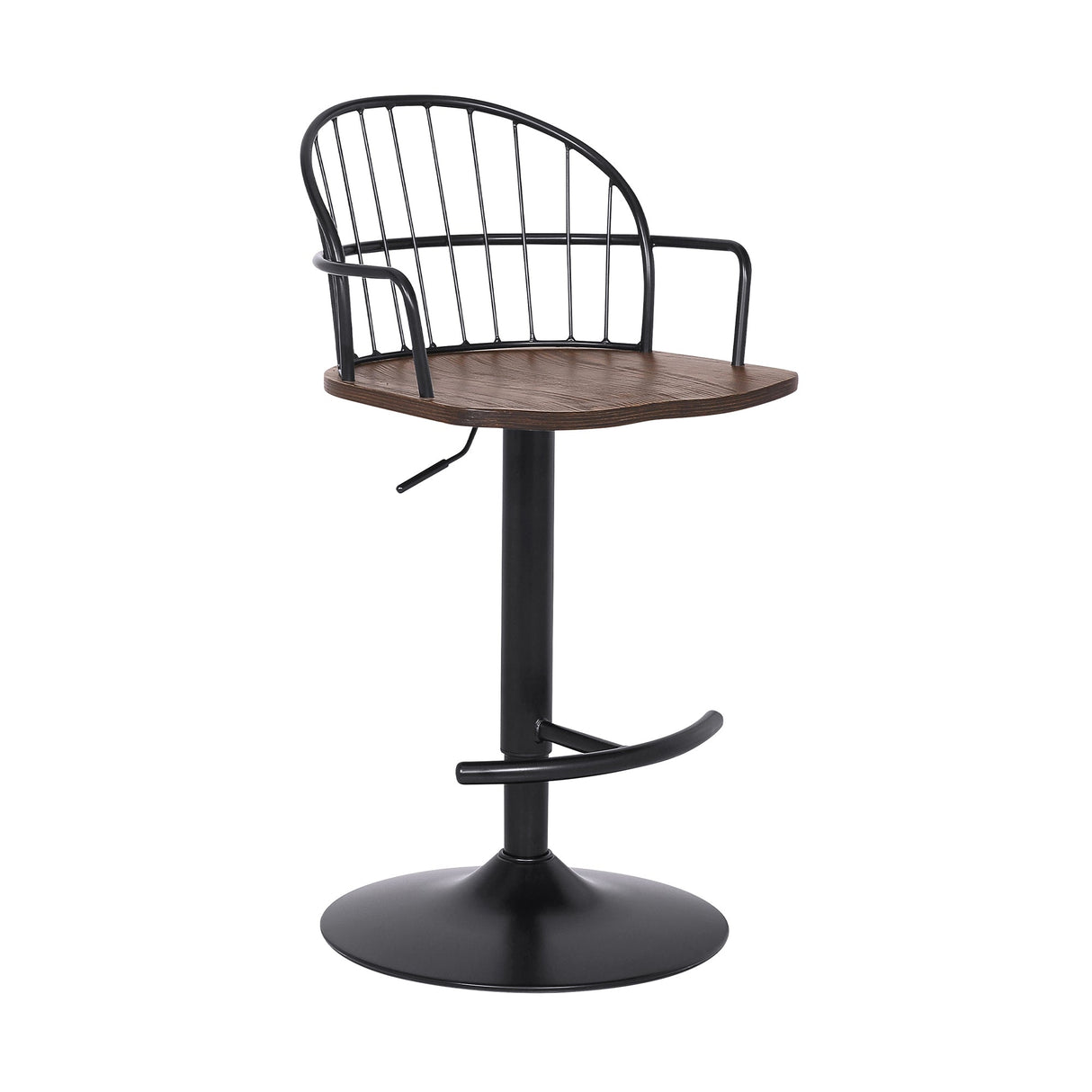 Edward Adjustable Barstool with Metal Tube Frame and Plywood Seat for Modern Rustic Style