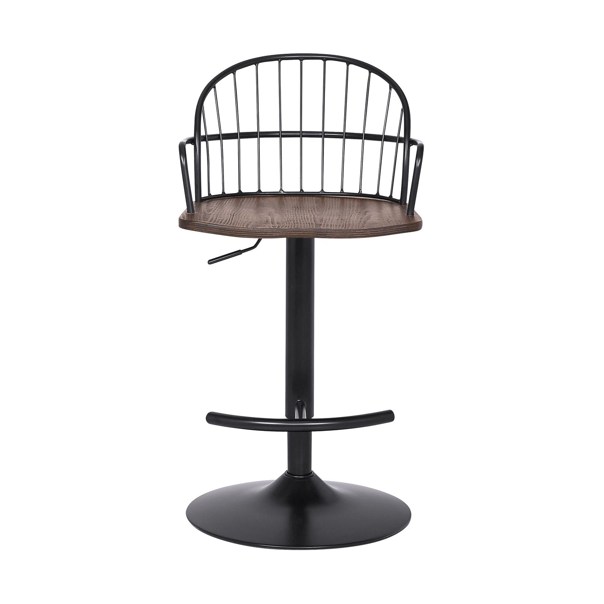 Edward Adjustable Barstool with Metal Tube Frame and Plywood Seat for Modern Rustic Style