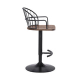 Edward Adjustable Barstool with Metal Tube Frame and Plywood Seat for Modern Rustic Style
