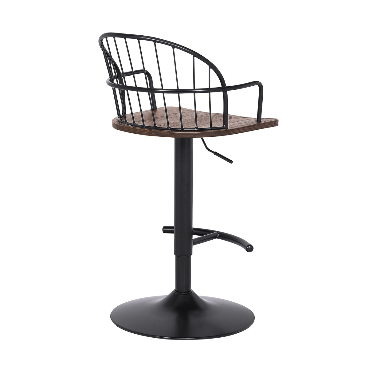Edward Adjustable Barstool with Metal Tube Frame and Plywood Seat for Modern Rustic Style