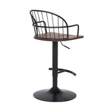 Edward Adjustable Barstool with Metal Tube Frame and Plywood Seat for Modern Rustic Style