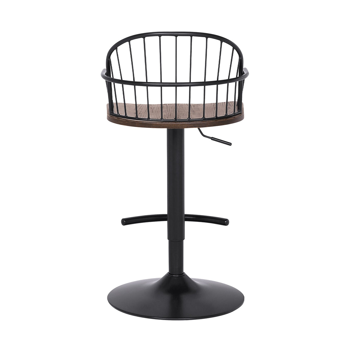 Edward Adjustable Barstool with Metal Tube Frame and Plywood Seat for Modern Rustic Style