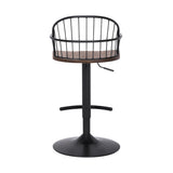 Edward Adjustable Barstool with Metal Tube Frame and Plywood Seat for Modern Rustic Style