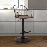 Edward Adjustable Barstool with Metal Tube Frame and Plywood Seat for Modern Rustic Style