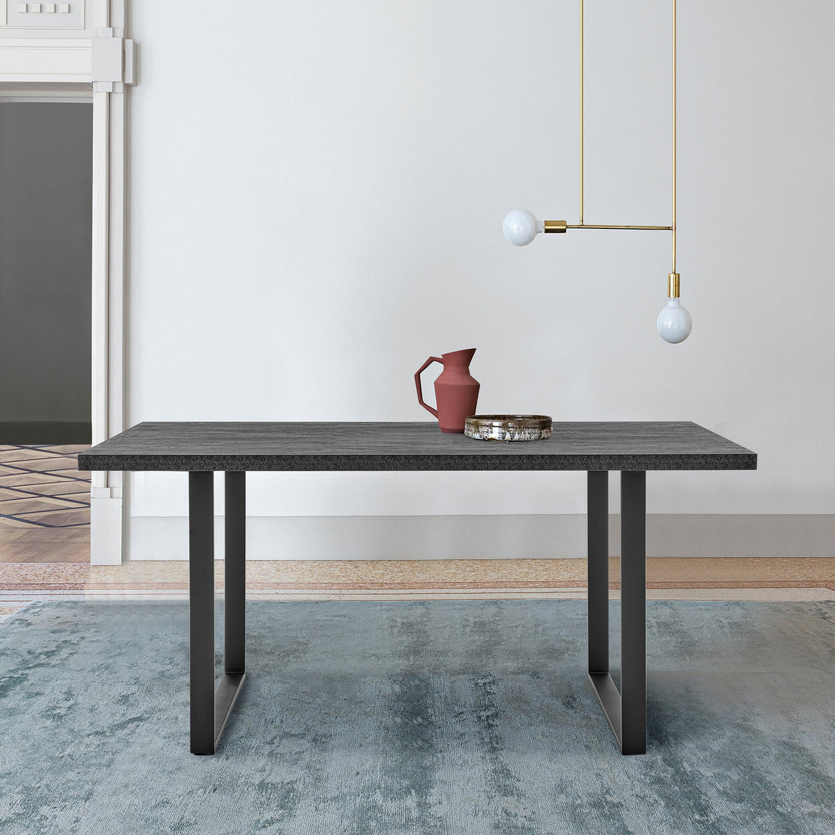 Fenton Contemporary Dining Table - Stylish Melamine Top with Sturdy Steel Frame for Modern Homes