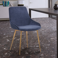 Heidi Velvet Dining Chair - Glam Accent Chair with Soft Upholstery, Gold Legs & 4 Color Options