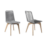 Island Eucalyptus Wood Outdoor Dining Chair Set of 2 - Stylish Comfort with UV Resistant Weave