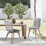 Island Eucalyptus Wood Outdoor Dining Chair Set of 2 - Stylish Comfort with UV Resistant Weave