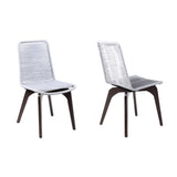 Island Eucalyptus Wood Outdoor Dining Chair Set of 2 - Stylish Comfort with UV Resistant Weave