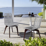 Island Eucalyptus Wood Outdoor Dining Chair Set of 2 - Stylish Comfort with UV Resistant Weave