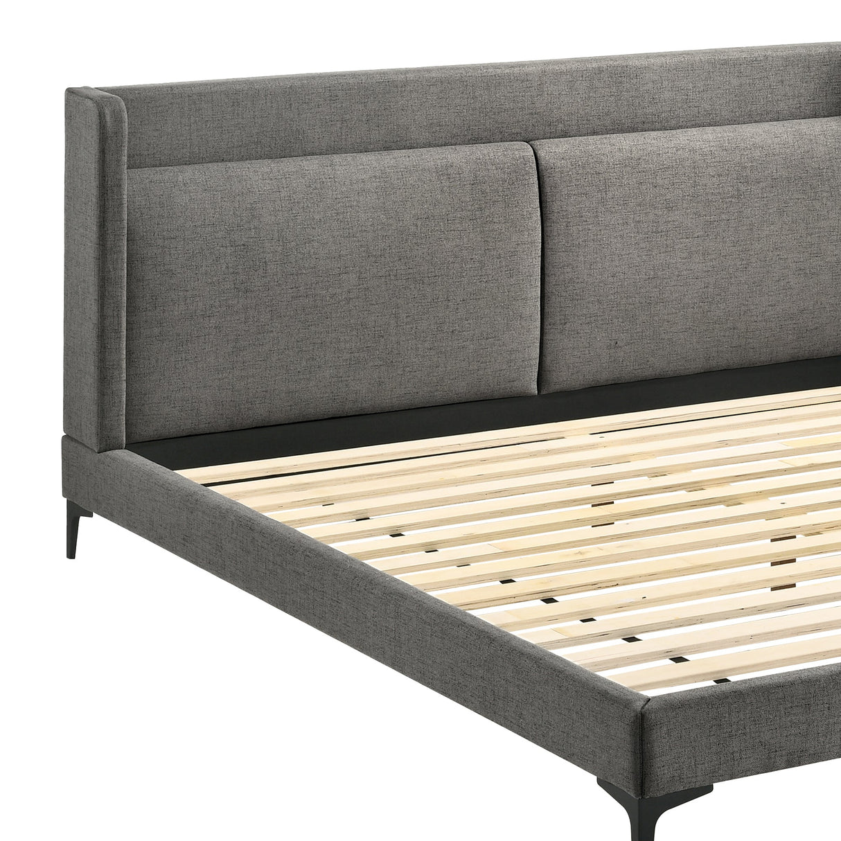 Legend Gray Fabric Eastern King Platform Bed with Sturdy Metal Legs & Elegant Upholstered Headboard