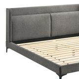 Legend Gray Fabric Eastern King Platform Bed with Sturdy Metal Legs & Elegant Upholstered Headboard
