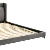 Legend Gray Fabric Eastern King Platform Bed with Sturdy Metal Legs & Elegant Upholstered Headboard