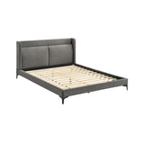 Legend Gray Fabric Eastern King Platform Bed with Sturdy Metal Legs & Elegant Upholstered Headboard