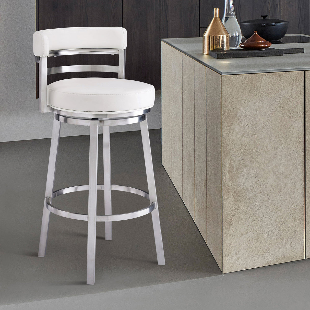 Madrid Swivel Barstool – Ergonomic Faux Leather Seating with 360-Degree Motion for Your Home Bar