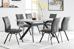 Margot Dark Gray Metal Dining Table - Modern Design, Durable Construction for Family Gatherings