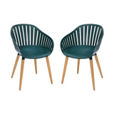 Nassau Outdoor Dining Chairs Set of 2 - Eco-Friendly, Stylish Eucalyptus Legs in Multiple Colors!