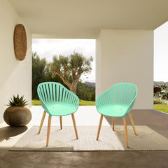 Nassau Outdoor Dining Chairs Set of 2 - Eco-Friendly, Stylish Eucalyptus Legs in Multiple Colors!