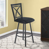Nova Contemporary Swivel Barstool with Plush Faux Leather Seat and Sturdy Footrest for Comfort