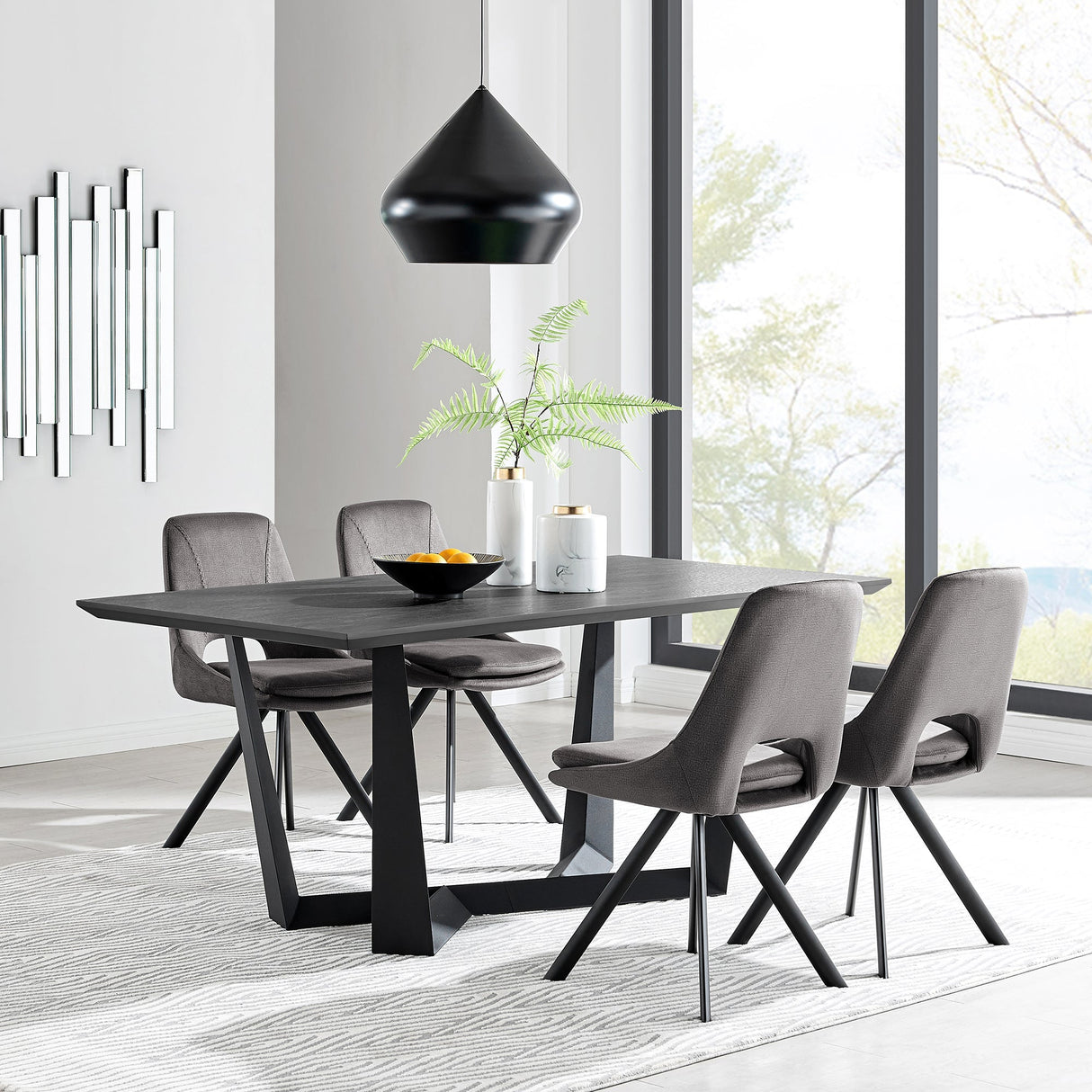 Radford Modern Melamine Metal Dining Table - Sturdy, Stylish Design for Family Gatherings & Easy Assembly