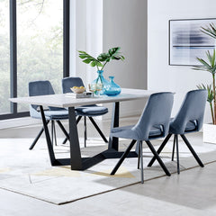 Radford Modern Melamine Metal Dining Table - Sturdy, Stylish Design for Family Gatherings & Easy Assembly