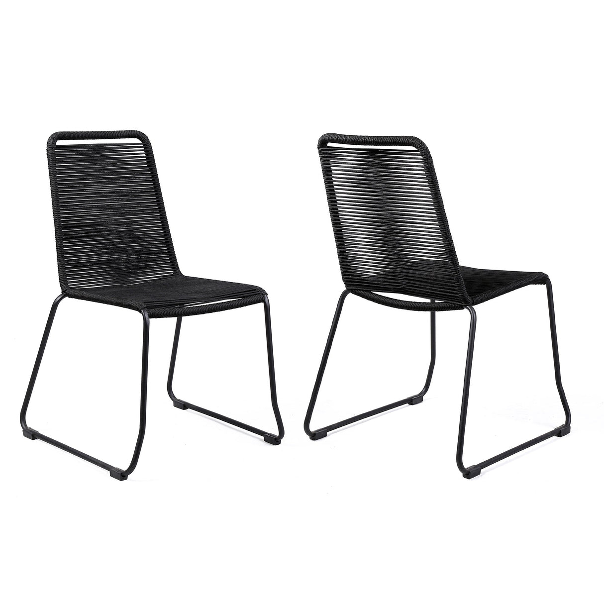Shasta Outdoor Patio Dining Chairs Set of 2 - Durable Steel Frame with Comfortable Fishbone Weave