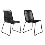 Shasta Outdoor Patio Dining Chairs Set of 2 - Durable Steel Frame with Comfortable Fishbone Weave