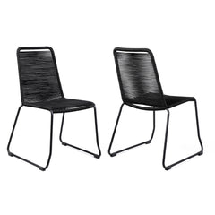 Shasta Outdoor Patio Dining Chairs Set of 2 - Durable Steel Frame with Comfortable Fishbone Weave