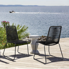 Shasta Outdoor Patio Dining Chairs Set of 2 - Durable Steel Frame with Comfortable Fishbone Weave