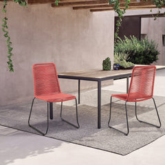 Shasta Outdoor Stackable Dining Chairs - Durable Steel Frame with Comfortable Rope Weave Design