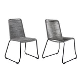 Shasta Outdoor Patio Dining Chairs Set of 2 - Durable Steel Frame with Comfortable Fishbone Weave