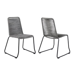 Shasta Outdoor Patio Dining Chairs Set of 2 - Durable Steel Frame with Comfortable Fishbone Weave