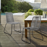 Shasta Outdoor Patio Dining Chairs Set of 2 - Durable Steel Frame with Comfortable Fishbone Weave